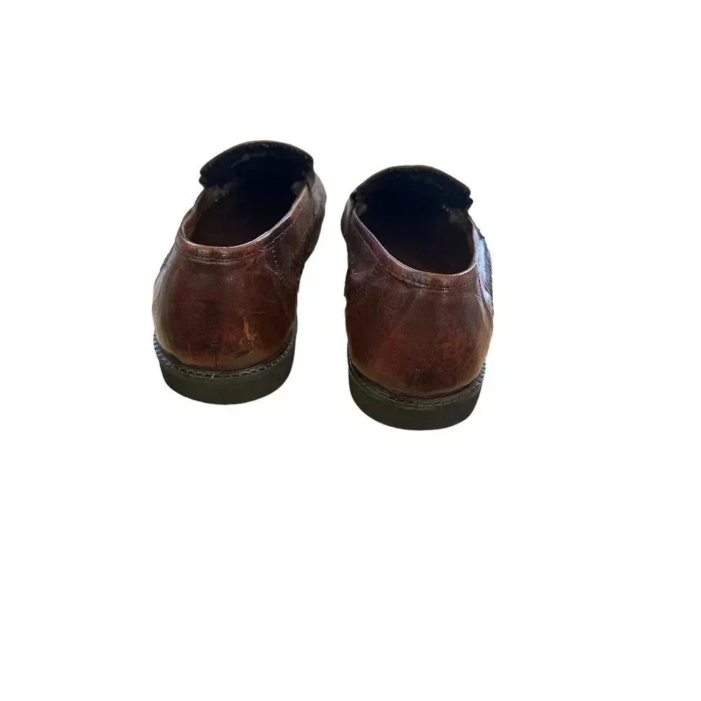 Soft Stags Men's Brown Leather Woven‎ Comfortable Flat Boot Size 11M